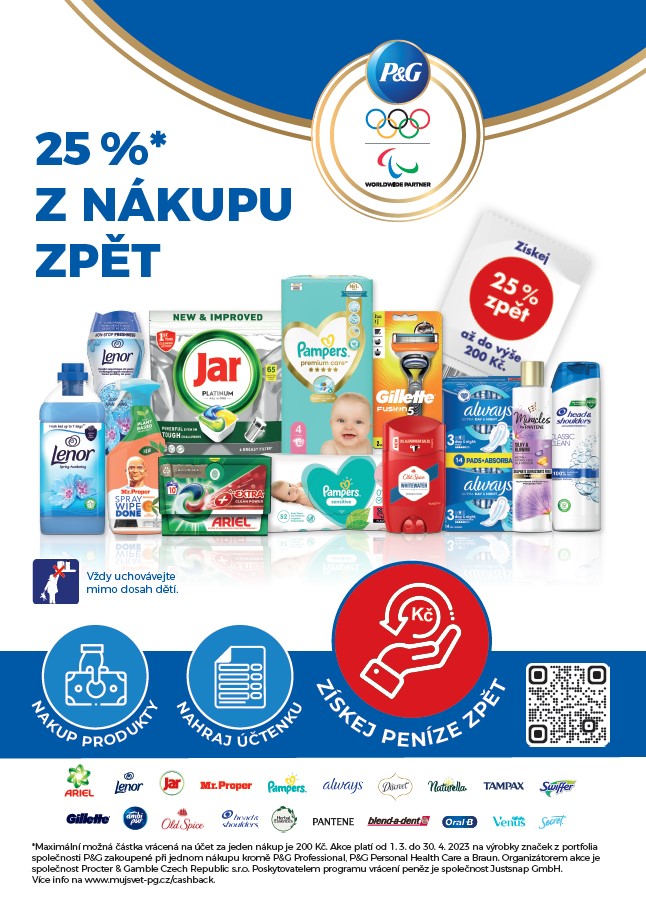 Získejte 25% z nákupu značek P&G zpět