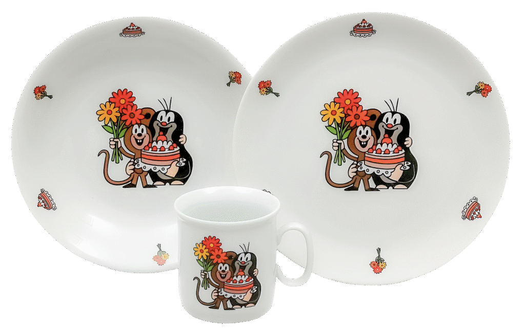 Talíř+miska+hrnek dětský KRTEK A DORT